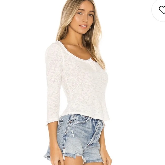 FREE PEOPLE Small Lightweight Henley Top in Angel Food NEW so cute! - Picture 1 of 6